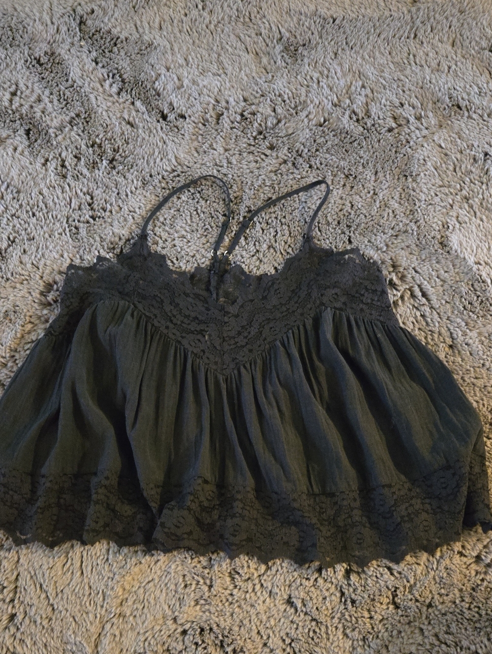 Intamate Free People Black Lace Trim Spaghetti Strap Camisole
